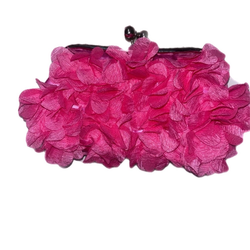 Pink Floral Clutch Bag with Chain